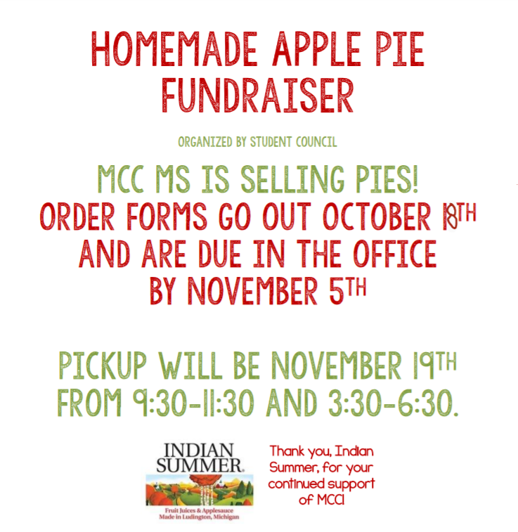 Middle School Pie Fundraiser
