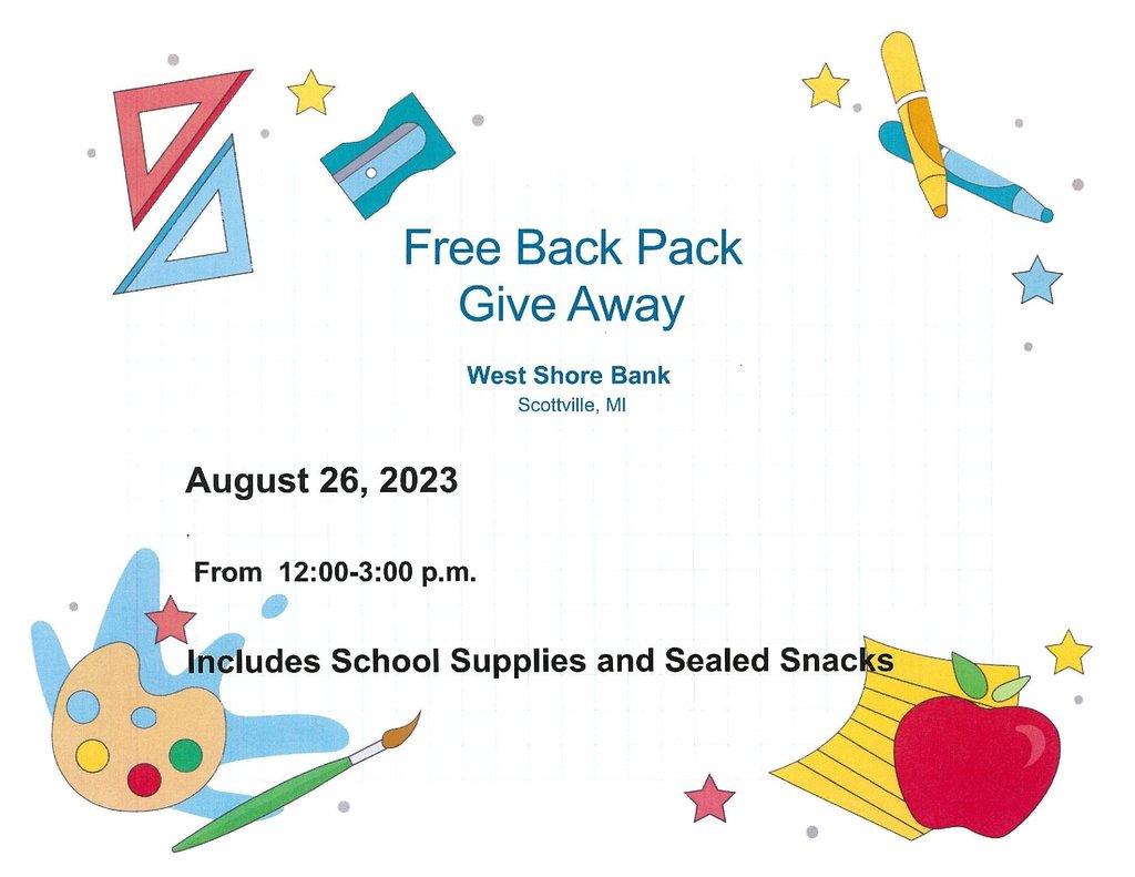 Mason County Central Schools Back Pack Giveaway
